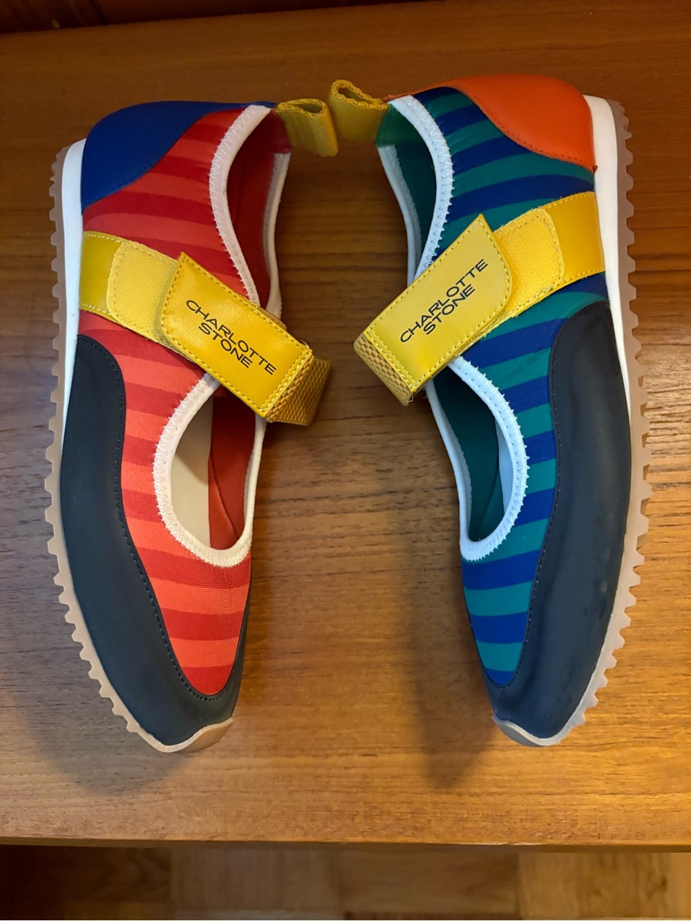 Charlotte Stone Striped Mary-Jane Sneakers in Red, Blue & Yellow - Picture 2 of 4